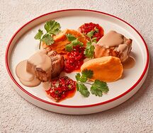 Свиная грудинка с пюре батата